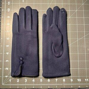 Rare Vintage 1960 Dark Blue Stylish Women's Winter Gloves with flower petals